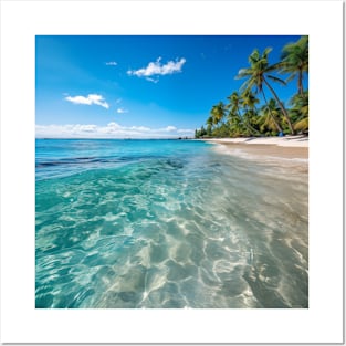 Tropical Beach Palm Trees Clear Blue Sea Ocean Travel Lover Posters and Art